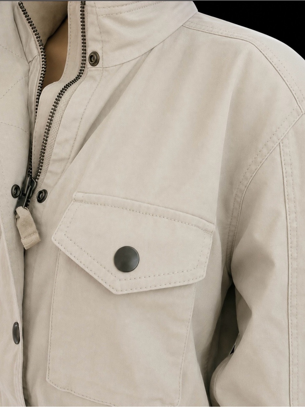 LANDSEND Canvas MILITARY JACKET Long Sleeve Stowable Hood - Picture 7 of 9